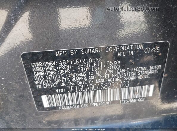 JF1GUABC4S8237763 2025 SUBARU IMPREZA Серый Вид подкапотного пространства