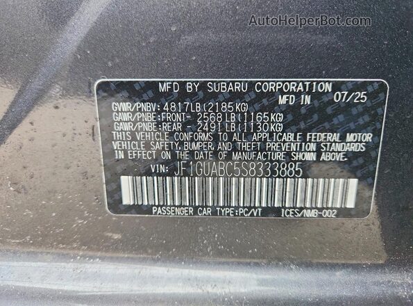 JF1GUABC5S8333885 2025 SUBARU IMPREZA Серый Вид подкапотного пространства