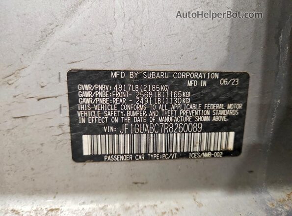 JF1GUABC7R8260089 2024 SUBARU IMPREZA Silver Панорамний вид салону 360°