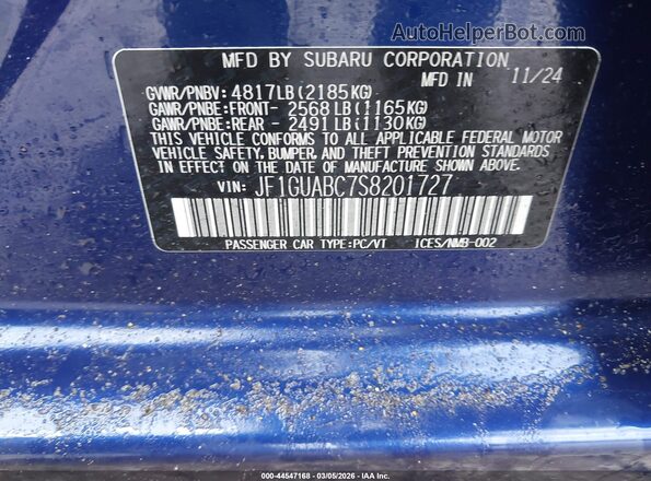 JF1GUABC7S8201727 2025 SUBARU IMPREZA Синий Вид подкапотного пространства