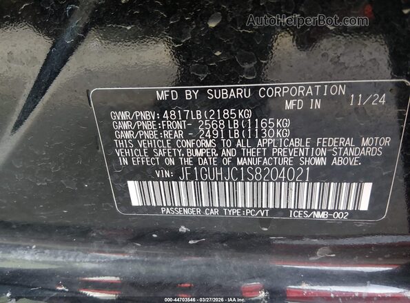 JF1GUHJC1S8204021 2025 SUBARU IMPREZA Черный Вид подкапотного пространства