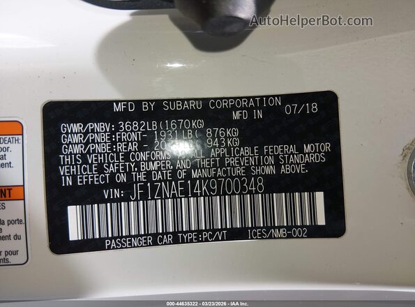 JF1ZNAE14K9700348 2019 TOYOTA 86 Белый Вид подкапотного пространства