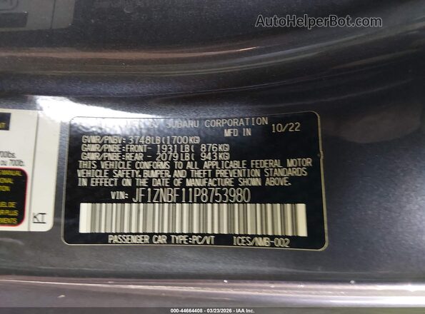 JF1ZNBF11P8753980 2023 TOYOTA GR86 Серый Вид подкапотного пространства