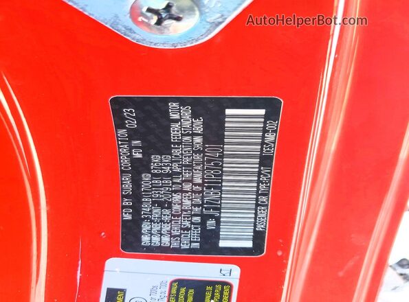 JF1ZNBF11P8757401 2023 TOYOTA GR Красный Вид подкапотного пространства