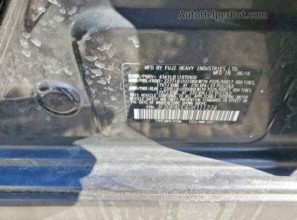 JF2GPALC4GH311224 2016 SUBARU CROSSTREK Угольный Вид наклейки с VIN-кодом