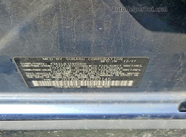 JF2GTABC9JH282145 2018 SUBARU CROSSTREK Blue Widok naklejki z numerem VIN