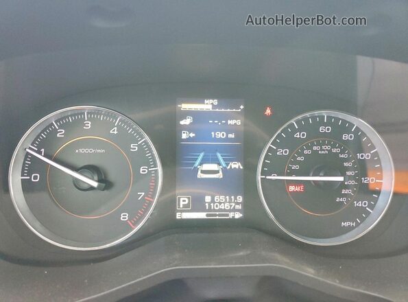 JF2GTAMC0K8345437 2019 SUBARU CROSSTREK Charcoal ხელსაწყოთა პანელის ხედი