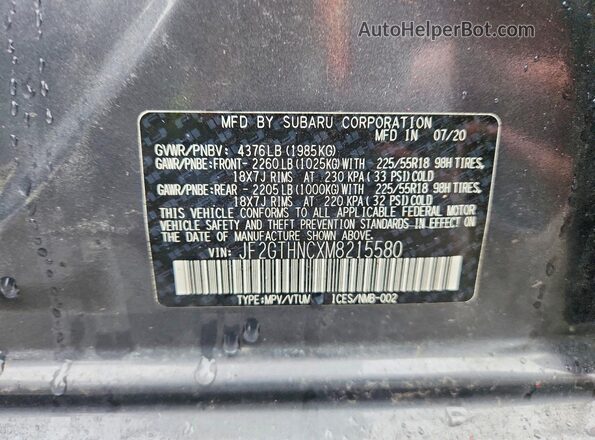 JF2GTHNCXM8215580 2021 SUBARU CROSSTREK Серый Вид подкапотного пространства