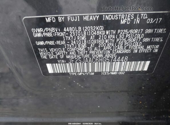 JF2SJAAC6HG574448 2017 SUBARU FORESTER 2.5 Синий Вид подкапотного пространства
