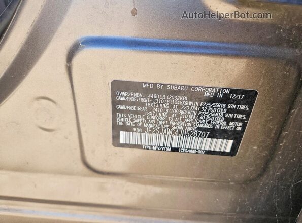 JF2SJAWC4JH528707 2018 SUBARU FORESTER 2.5I TO Коричневый Вид подкапотного пространства