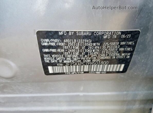 JF2SKAPC7PH501800 2023 SUBARU FORESTER Silver Вид наклейки з VIN-кодом