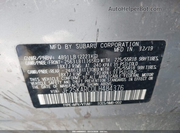 JF2SKARC0LH484376 2020 SUBARU FORESTER Серебряный Вид подкапотного пространства
