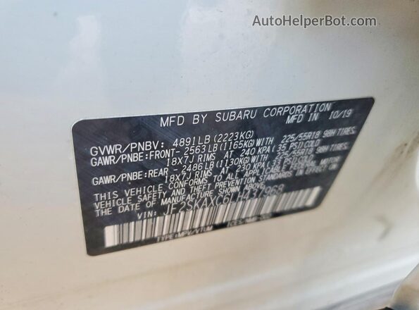 JF2SKAXC6LH437968 2020 SUBARU FORESTER White Widok naklejki z numerem VIN