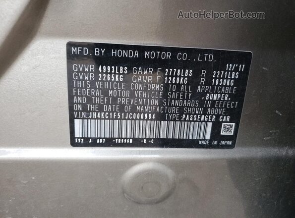JH4KC1F51JC000984 2018 ACURA RLX Желто-коричневый Вид подкапотного пространства