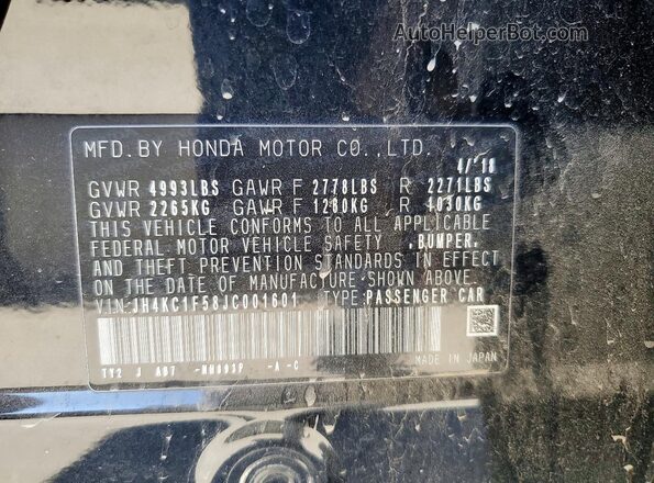 JH4KC1F58JC001601 2018 ACURA RLX Black Widok komory silnika