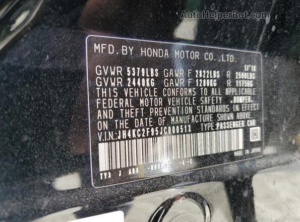 JH4KC2F95JC000513 2018 ACURA RLX Черный Вид наклейки с VIN-кодом