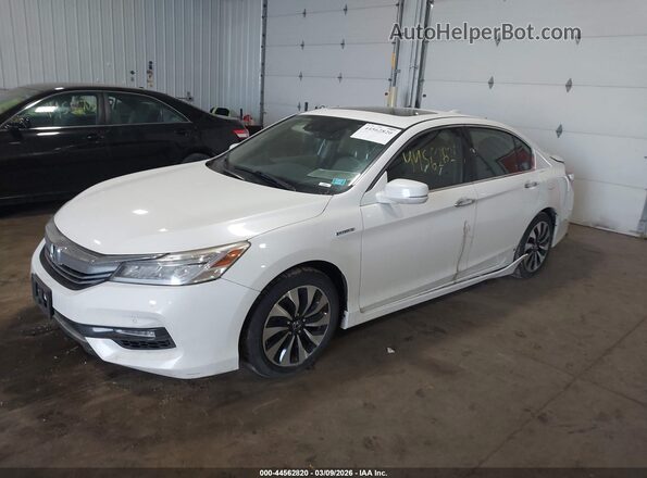 JHMCR6F72HC018115 2017 HONDA ACCORD HYBRID White წინა მარცხენა ხედი სამი მეოთხედიდან