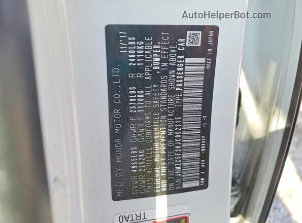JHMZC5F36JC002315 2018 HONDA CLARITY Белый Вид подкапотного пространства