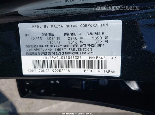 JM1BPACL0T1862326 2026 MAZDA 3 Черный Вид подкапотного пространства