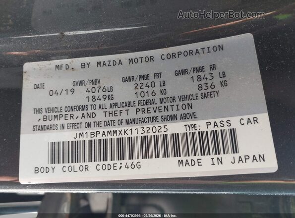 JM1BPAMMXK1132025 2019 MAZDA 3 Серый Вид подкапотного пространства