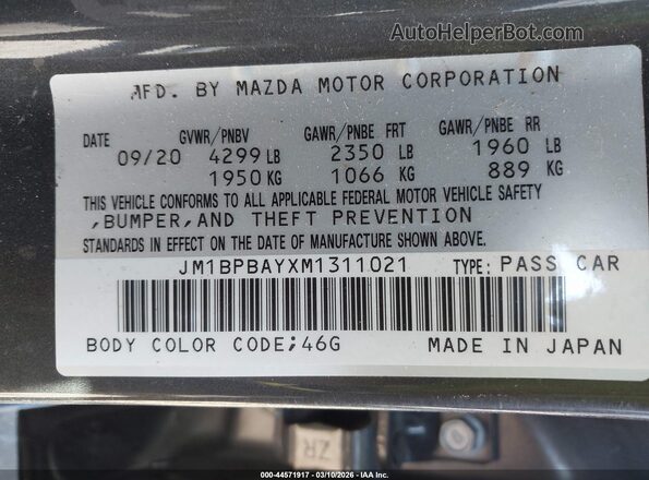JM1BPBAYXM1311021 2021 MAZDA 3 Серый Вид подкапотного пространства