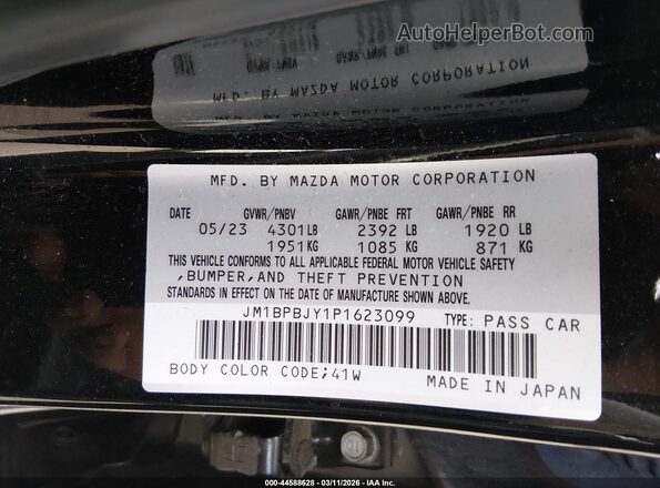 JM1BPBJY1P1623099 2023 MAZDA 3 Черный Вид подкапотного пространства