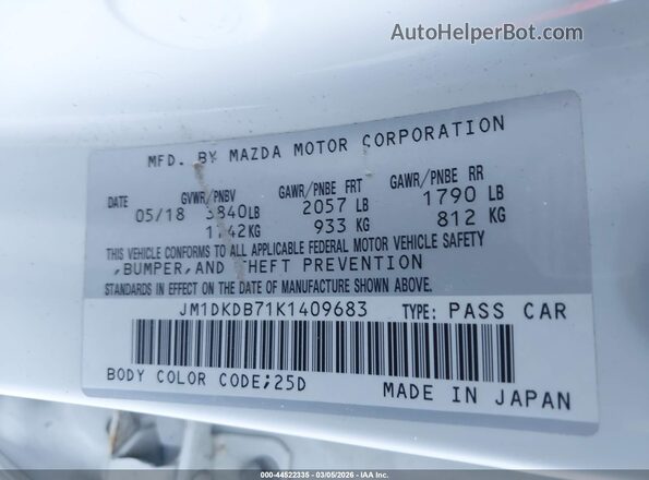 JM1DKDB71K1409683 2019 MAZDA CX-3 White Շարժիչի բաժամունքի տեսք
