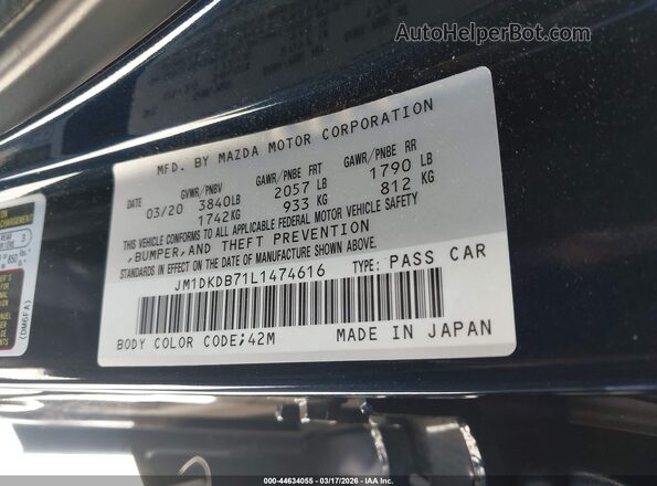 JM1DKDB71L1474616 2020 MAZDA CX-3 Blue Вид підкапотного простору