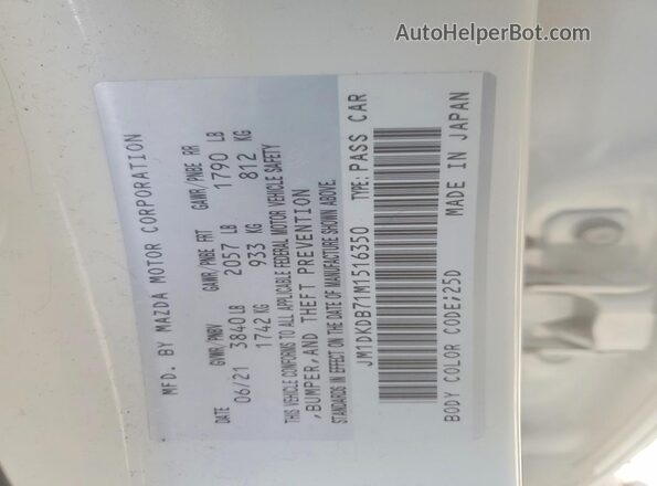JM1DKDB71M1516350 2021 MAZDA CX-3 White Vista de la etiqueta del VIN