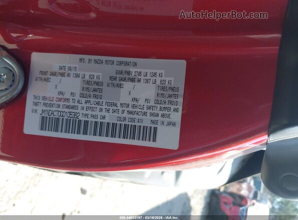 JM1NDAC70G0105382 2016 MAZDA MX-5 MIATA Красный Вид подкапотного пространства