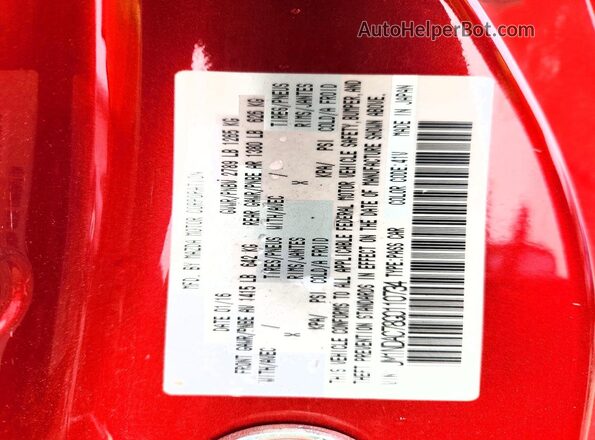 JM1NDAC78G0110734 2016 MAZDA MX-5 Красный Вид наклейки с VIN-кодом