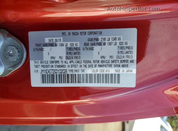 JM1NDAD72G0102028 2016 MAZDA MX-5 Красный Вид подкапотного пространства