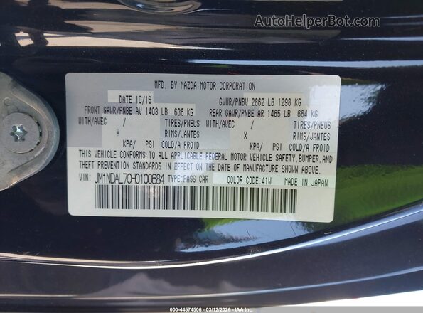 JM1NDAL70H0100684 2017 MAZDA MX-5 MIATA RF Black ძრავის განყოფილების ხედი