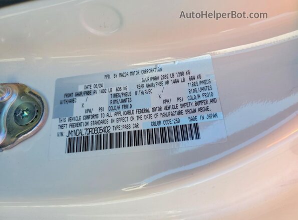 JM1NDAL70R0605402 2024 MAZDA MX-5 Белый Вид подкапотного пространства