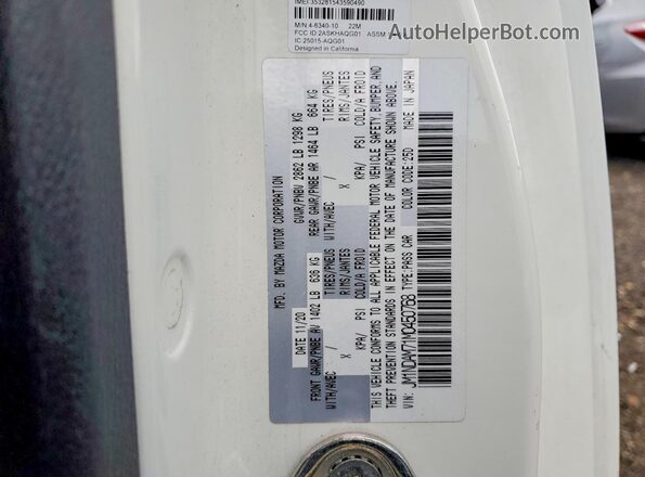 JM1NDAM71M0450768 2021 MAZDA MX-5 White Widok komory silnika