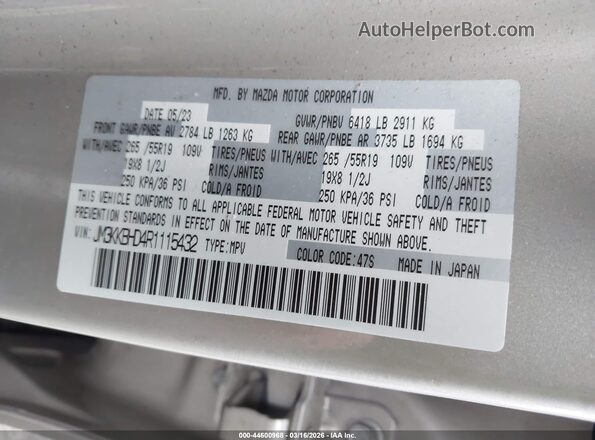 JM3KKBHD4R1115432 2024 MAZDA CX-90 Silver Widok komory silnika