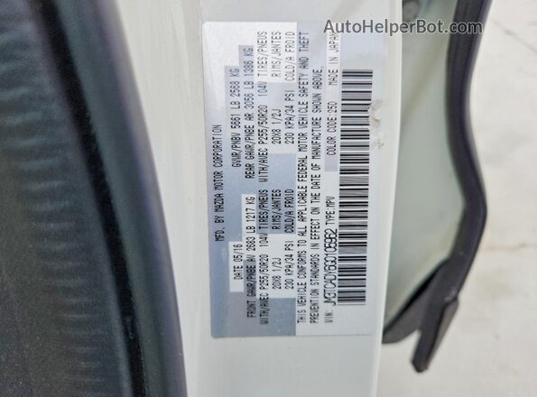 JM3TCADY6G0105962 2016 MAZDA CX-9 Белый Панорамный вид салона 360°