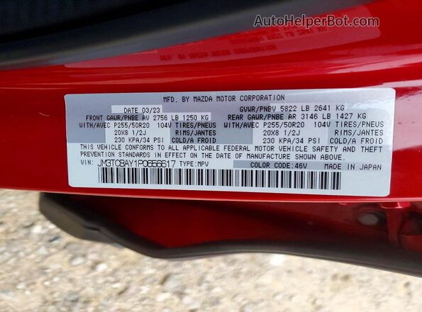 JM3TCBAY1P0656617 2023 MAZDA CX-9 Бордовый Вид подкапотного пространства