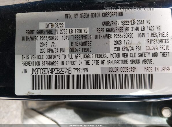 JM3TCBDY4P0629746 2023 MAZDA CX-9 Blue Widok komory silnika