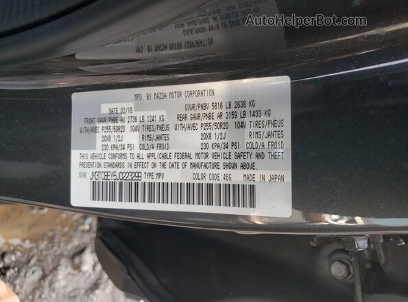 JM3TCBEY5J0223299 2018 MAZDA CX-9 Серый Вид наклейки с VIN-кодом