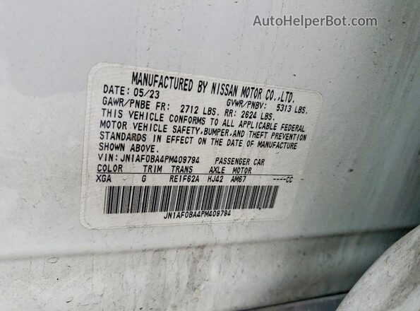 JN1AF0BA4PM409794 2023 NISSAN ARIYA Белый Вид наклейки с VIN-кодом