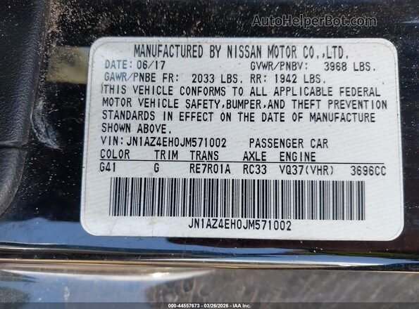 JN1AZ4EH0JM571002 2018 NISSAN 370Z Black Widok komory silnika