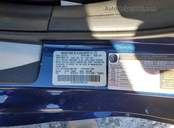 JN1AZ4EH2LM821925 2020 NISSAN 370Z Blue Շարժիչի բաժամունքի տեսք
