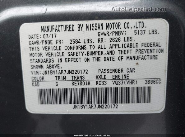 JN1BY1AR7JM220172 2018 INFINITI Q70 Серый Вид подкапотного пространства