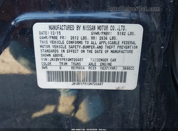 JN1BY1PR1GM720487 2016 INFINITI Q70L Dark Blue Вид подкапотного пространства