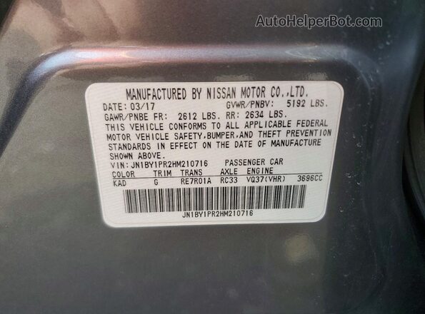 JN1BY1PR2HM210716 2017 INFINITI Q70L Серый Вид наклейки с VIN-кодом