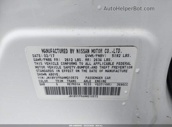 JN1BY1PR4HM210572 2017 INFINITI Q70L Белый Вид подкапотного пространства