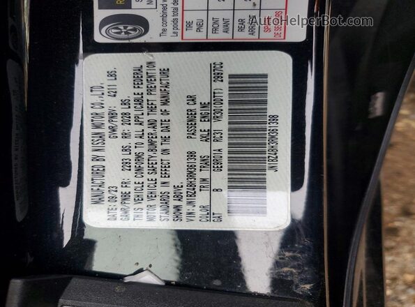 JN1BZ4BH3RM361398 2024 NISSAN Z Черный Вид наклейки с VIN-кодом