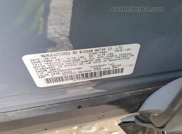 JN1DF0BB3PM709395 2023 NISSAN ARIYA Серый Вид наклейки с VIN-кодом