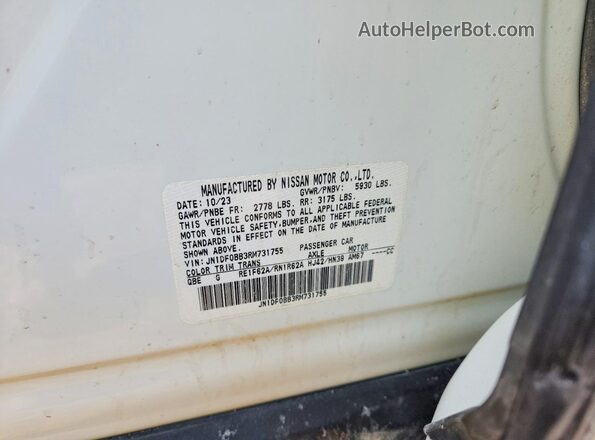 JN1DF0BB3RM731755 2024 NISSAN ARIYA White Widok naklejki z numerem VIN